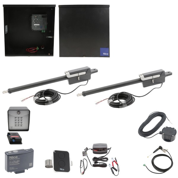 Nice Apollo 310APOLLO-FULLPACKAGE-30S Swing Gate Opener Package W/ Wireless Keypad, Exit Wand & 30 Watt Solar Panel