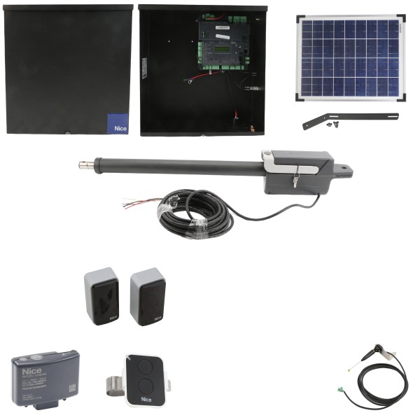 Nice Apollo TITAN12L1 Swing Gate Opener Solar Package w/ 1050 Control Board and 20 Watt Solar Panel