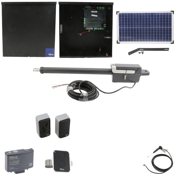 Nice Apollo TITAN12L1 Swing Gate Opener Solar Package w/ 1050 Control Board and 30 Watt Solar Panel