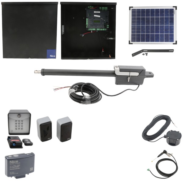 Nice Apollo TITAN12L1 Swing Gate Opener Solar Package w/ 1050 Control Board, 20 Watt Solar Panel and Entry/Exit Controls 