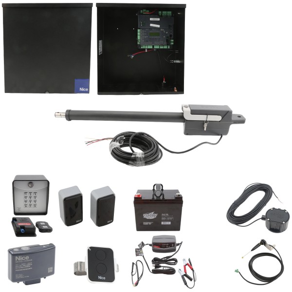 Nice Apollo Titan 12L1 Single Swing Gate Opener Complete Package with 1050 Control Board and 35 Ah Battery