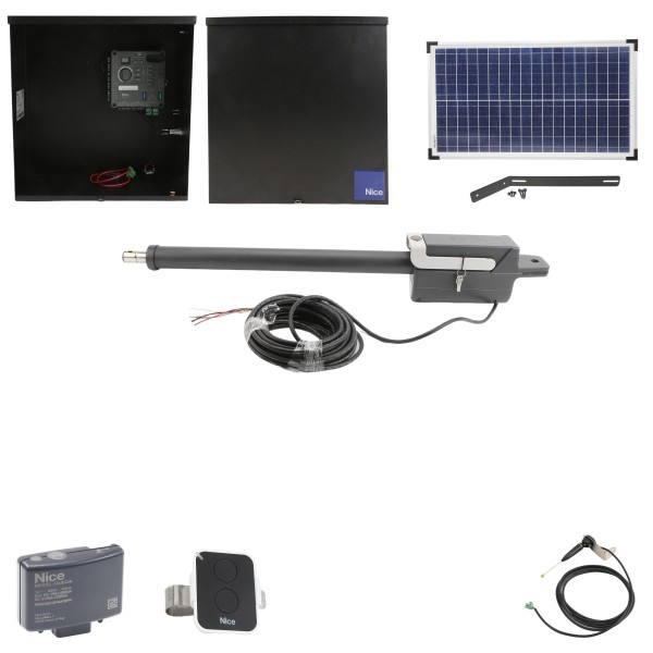 Nice Apollo Titan 912L Actuator Swing Gate Opener Package with 310 Control Board and 30W Solar Panel