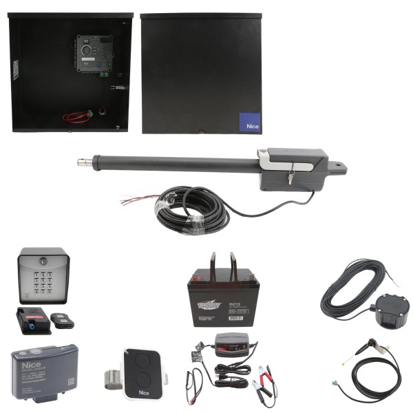 Nice Apollo Titan 912L1 Actuator Swing Gate Opener Complete Package with 310 Control Board and 75 Ah Battery
