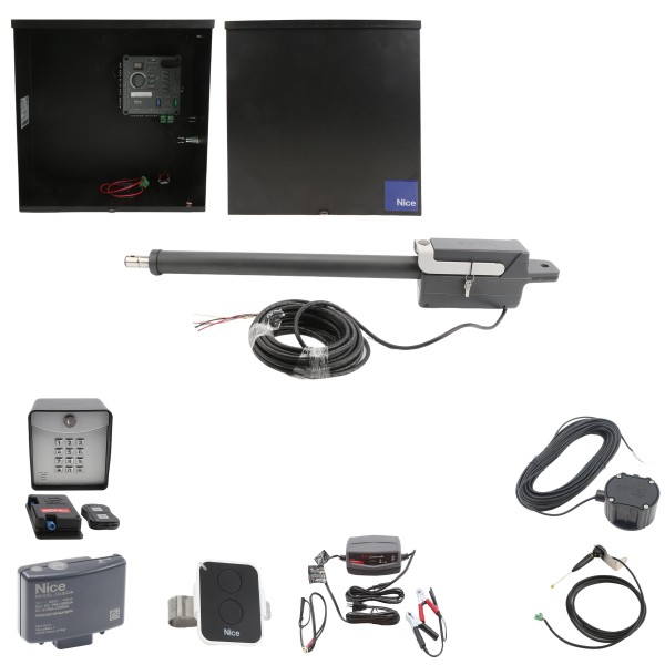 Nice Apollo 310APOLLODUAL-FULLPACKAGE Swing Gate Opener Package W/ Wireless Keypad, Exit Wand, Battery Charger & Linear Actuators