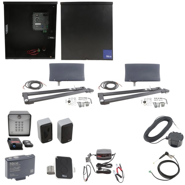 Nice Apollo 3600ETL-1k Vanguard Dual Swing Gate Opener Full Package w/ Entry/Exit Controls
