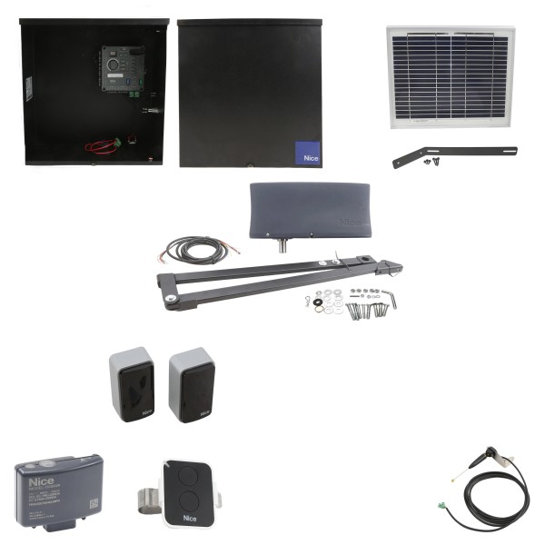 Nice Apollo 3500ETL-1K Vanguard 3501 Swing Gate Opener Solar Package w/ 10 Watt Solar Panel