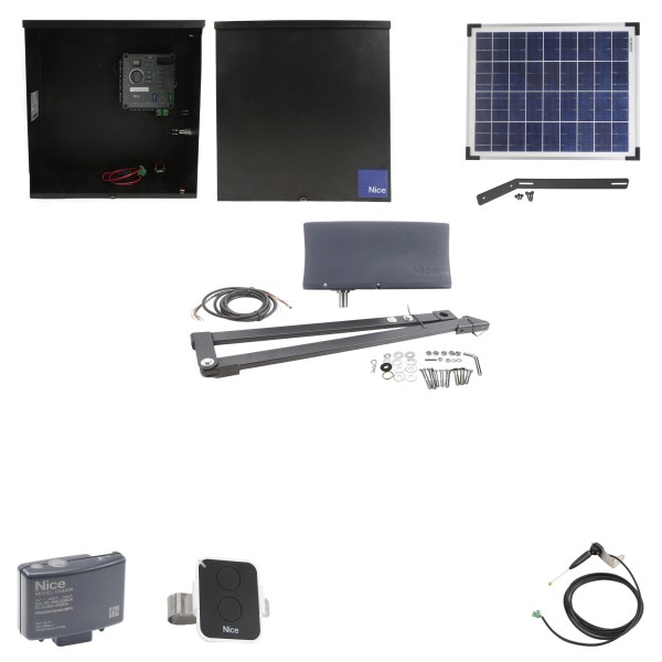 Nice Apollo 3500ETL-1K Vanguard 3501 Swing Gate Opener Solar Package w/ 20 Watt Solar Panel 