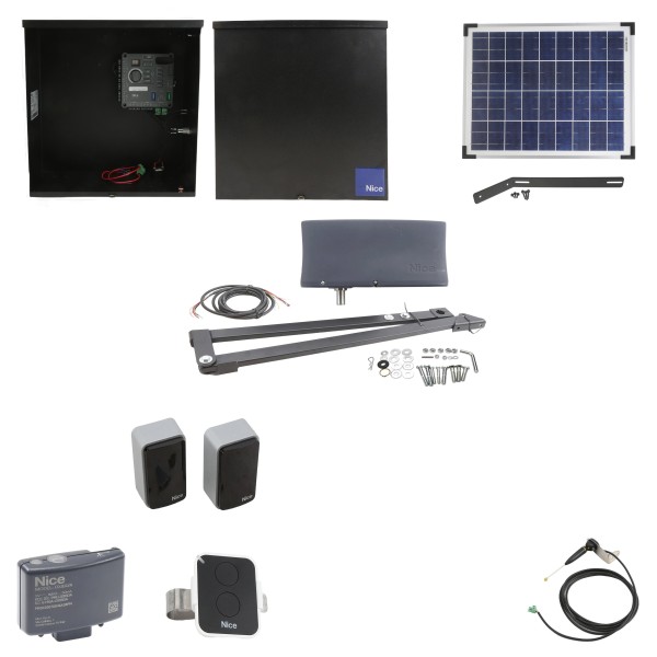 Nice Apollo 3500ETL-1K Vanguard 3501 Swing Gate Opener Solar Package w/ 20 Watt Solar Panel 