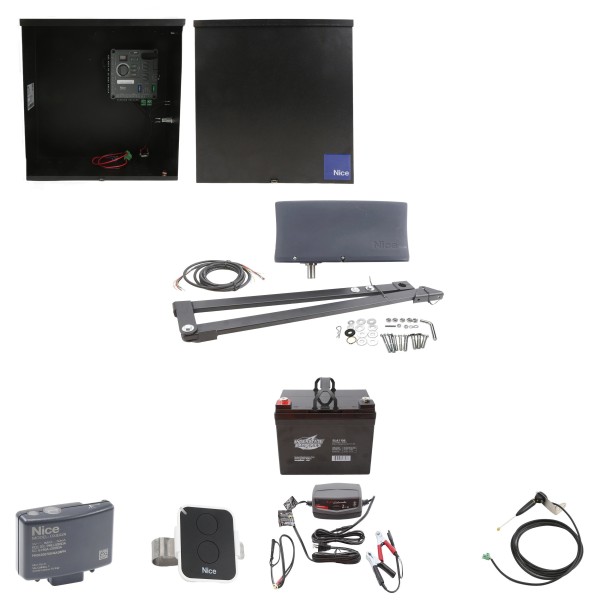 Nice Apollo Vanguard Swing Gate Opener with 310 Control Board - 35 Ah Battery Included