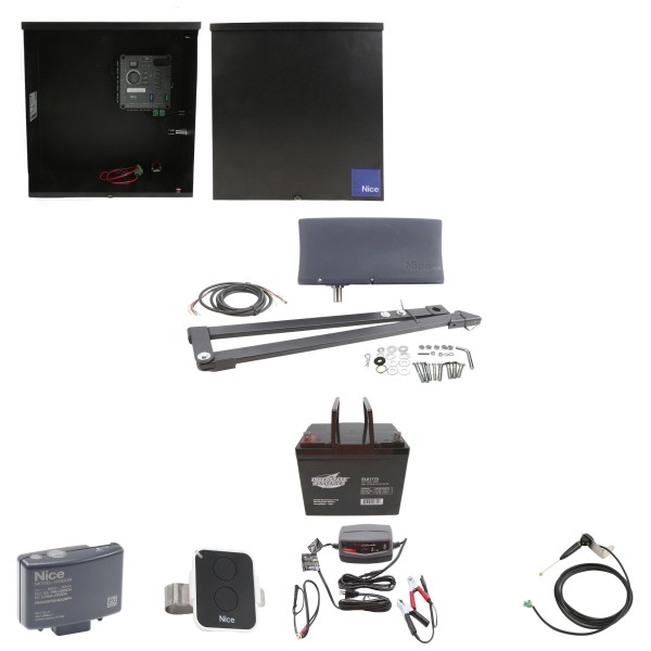 Nice Apollo Vanguard Swing Gate Opener with 310 Control Board - 75 Ah Battery Included