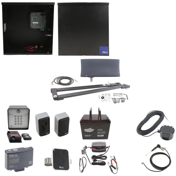 Nice Apollo Vanguard 3501 Single Arm Swing Gate Opener Complete Package with 310 Control Board and 75 Ah Battery