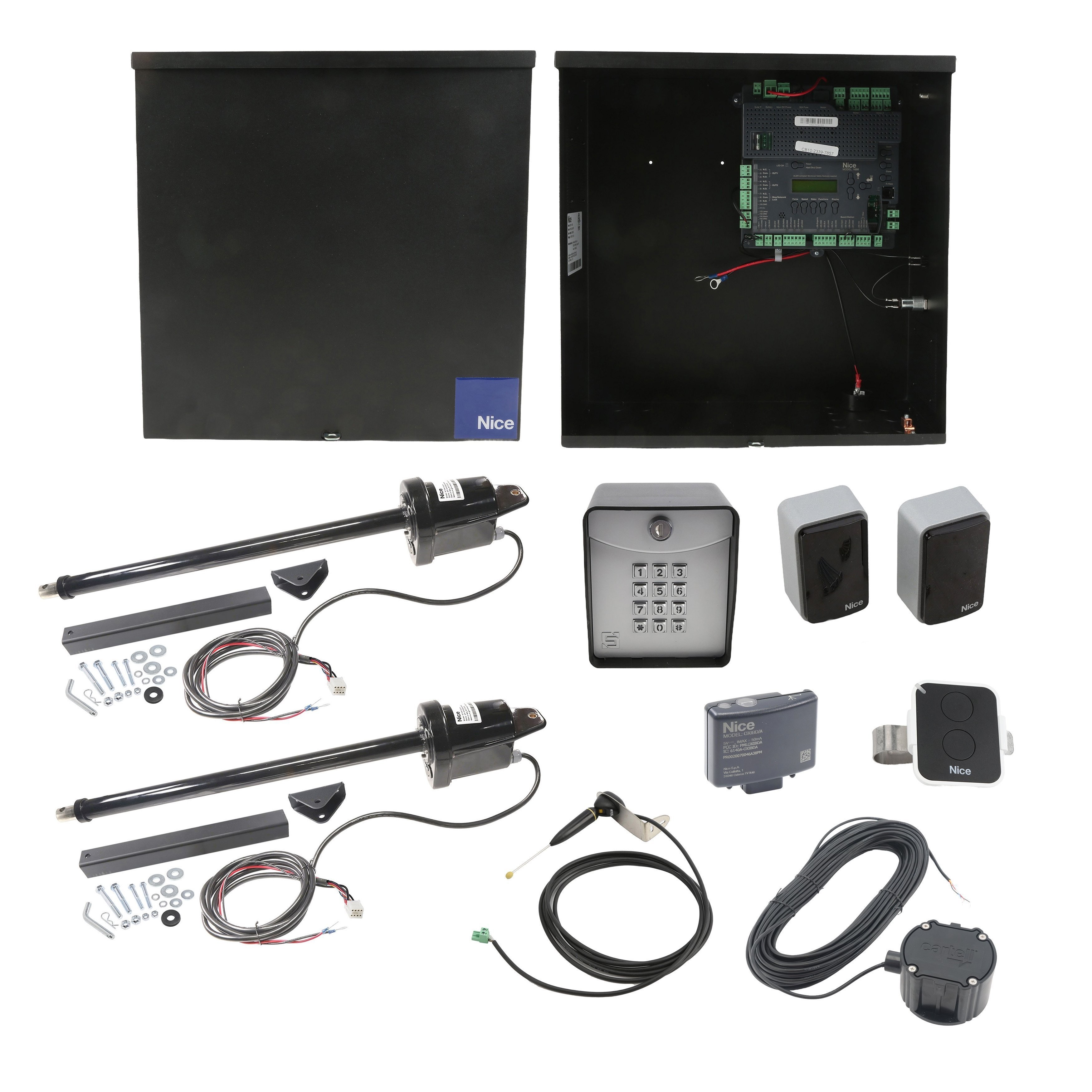 Nice Apollo 1050 Dual Swing Gate Opener Full Package W/ Keypad & Exit