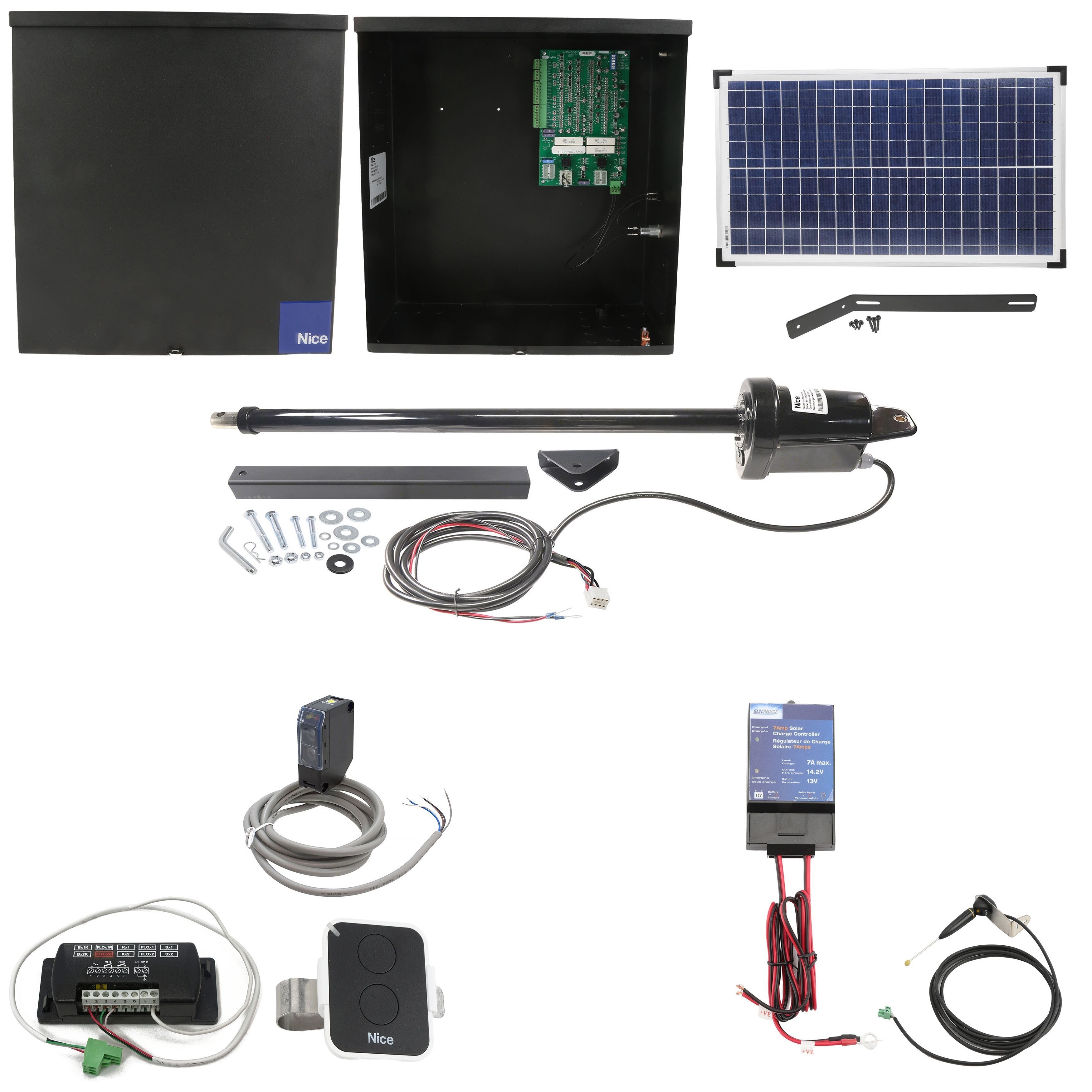 Single Swing Automatic Gate Opener Kit with 30-Watt Solar Panel