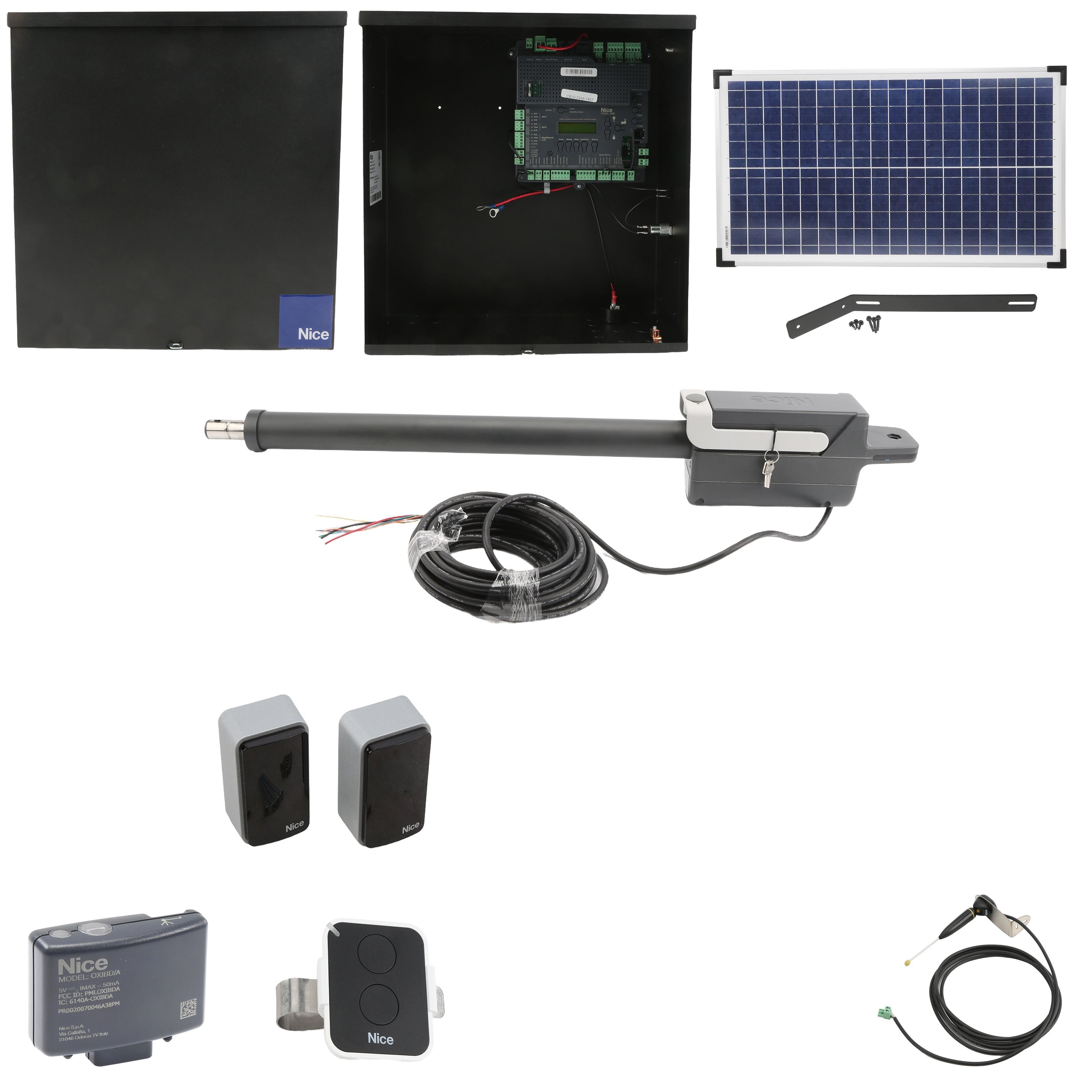 Single Swing Automatic Gate Opener Kit with 30-Watt Solar Panel