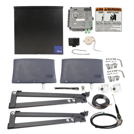 Nice Apollo Vanguard 3600ETL-1K Commercial ETL Swing Opener Dual Articulating Arm - Upgraded 1050 Board (Photo Eyes Shown)