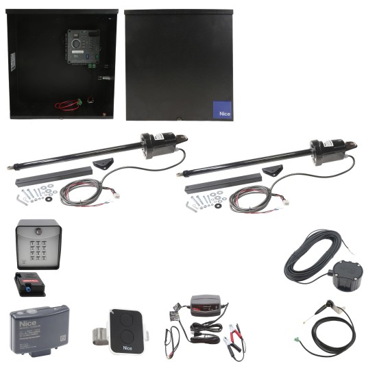 Nice Apollo 310TITAN-FULLPACKAGE-30S Swing Gate Opener Package W/ Wireless Keypad, Exit Wand & 30 Watt Solar Panel