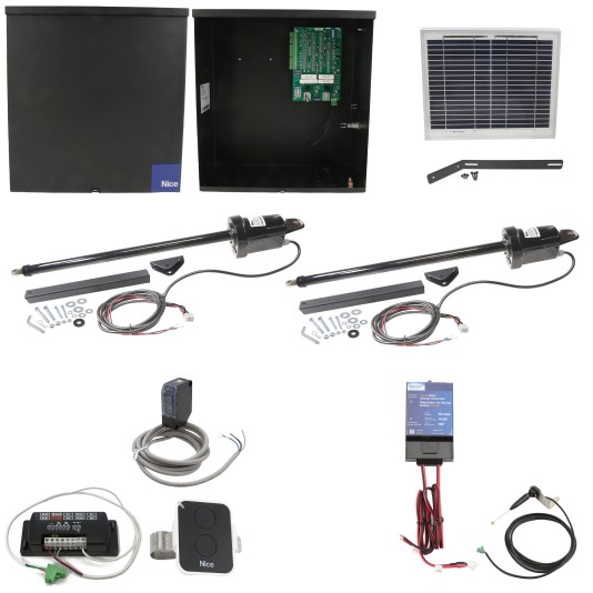 Nice Apollo 1600 Dual Swing Gate Opener Solar Package With 10 Watt Solar Panel