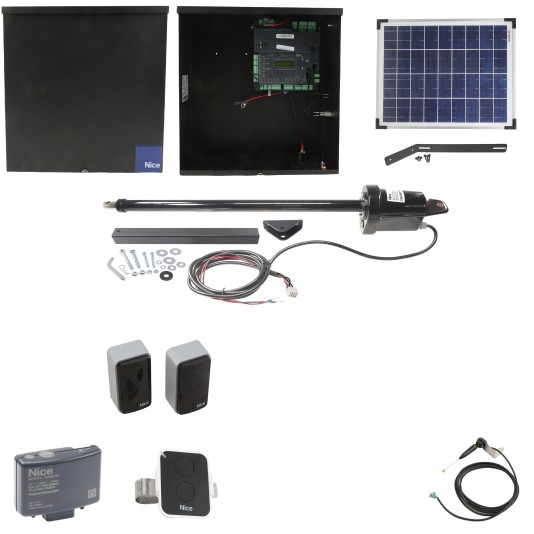 Nice Apollo 1550 ETL-1K Swing Gate Opener Solar Package w/ 20 Watt Solar Panel