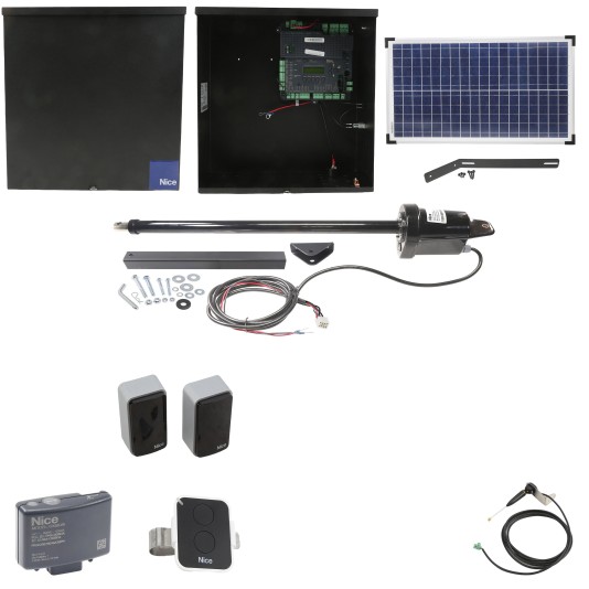 Nice Apollo 1550 ETL-1K Swing Gate Opener Solar Package w/ 30 Watt Solar Panel