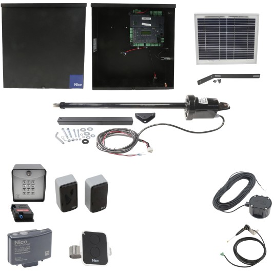 Nice Apollo 1550 ETL-1K Swing Gate Opener Solar Package w/ 10 Watt Solar Panel and Entry/Exit Controls