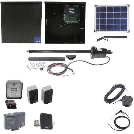Nice Apollo 1550 ETL-1K Swing Gate Opener Solar Package w/ 20 Watt Solar Panel and Entry/Exit Controls