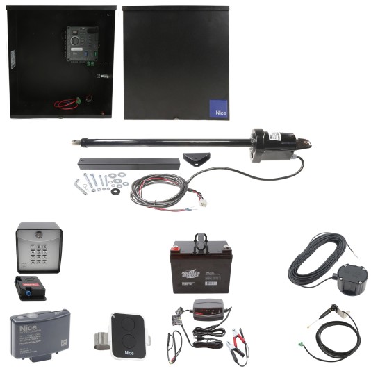 Nice Apollo 816 Linear Actuator Swing Gate Opener Complete Package with 310 Control Board and 35 Ah Battery