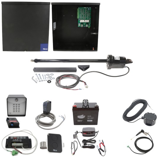 Nice Apollo Apollo 1500 Single Arm Swing Gate Opener Complete Package with 636 Control Board and 35 Ah Battery