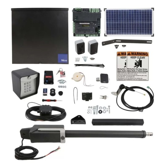 ice Apollo TITAN12L1 Swing Gate Opener Solar Package w/ 1050 Control Board, 30 Watt Solar Panel and Entry/Exit Controls