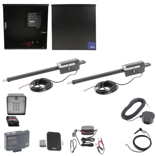 Nice Apollo 310APOLLO-FULLPACKAGE-30S Swing Gate Opener Package W/ Wireless Keypad, Exit Wand & 30 Watt Solar Panel
