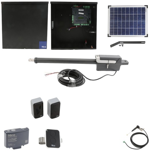 Nice Apollo TITAN12L1 Swing Gate Opener Solar Package w/ 1050 Control Board and 20 Watt Solar Panel