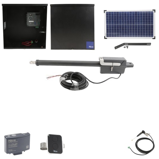Nice Apollo Titan 912L Actuator Swing Gate Opener Package with 310 Control Board and 30W Solar Panel